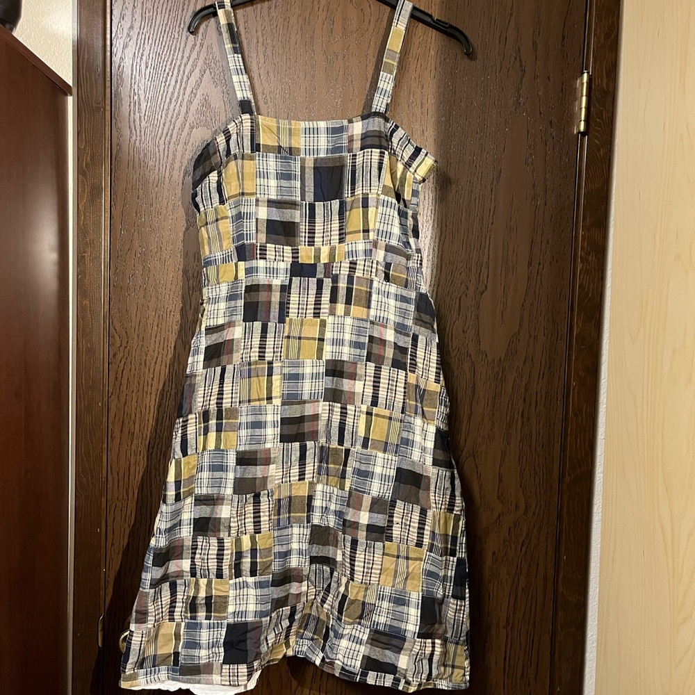 Carole Little Patchwork Dress in Olive Green and Blue Fairy Whimsigoth